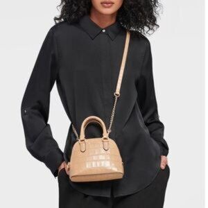 DKNY Tan Saffiano Leather Mini Steffy Dome Satchel